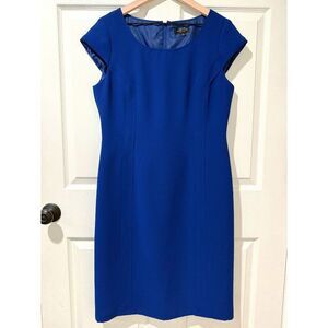 Tahari Arthur S. Levine Essentials Royal Blue Sheath Dress Cap Sleeve Career 10